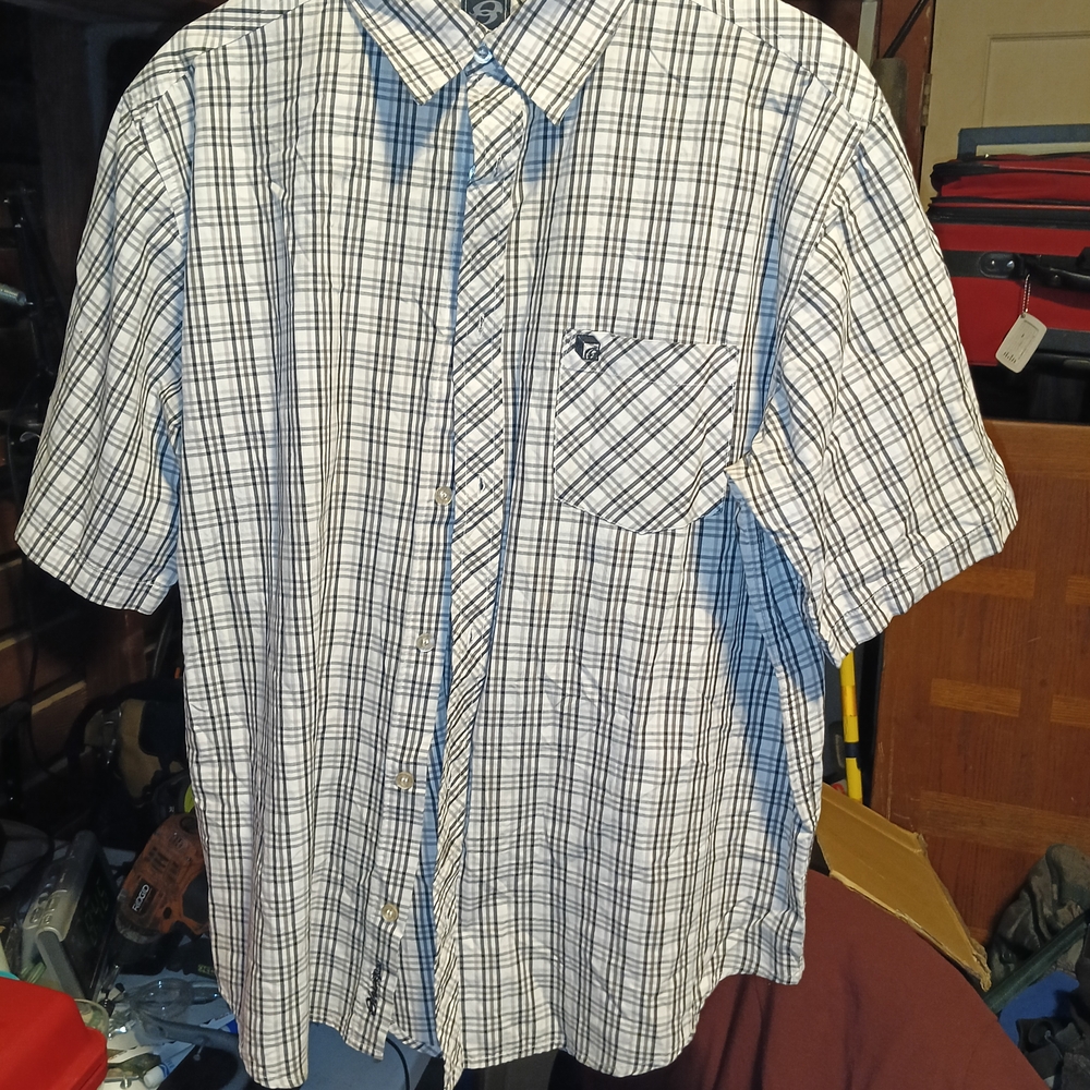 Anchor Blue Black and White Casual Button Down Shirt